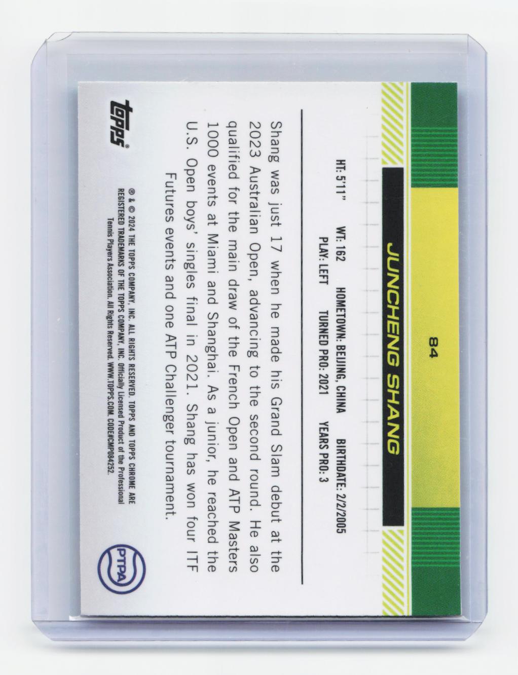 2024 Topps Chrome #84 Juncheng Shang Aqua Refractor #/399
