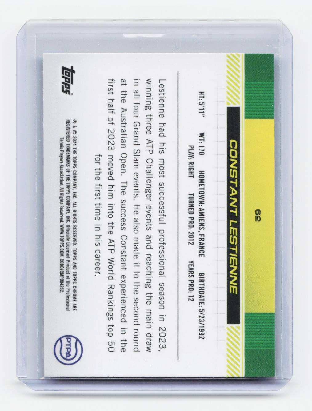 2024 Topps Chrome #62 Constant Lestienne Aqua Refractor #/399