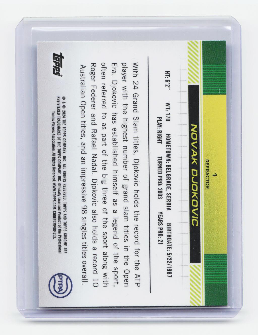 2024 Topps Chrome #1 Novak Djokovic Refractor