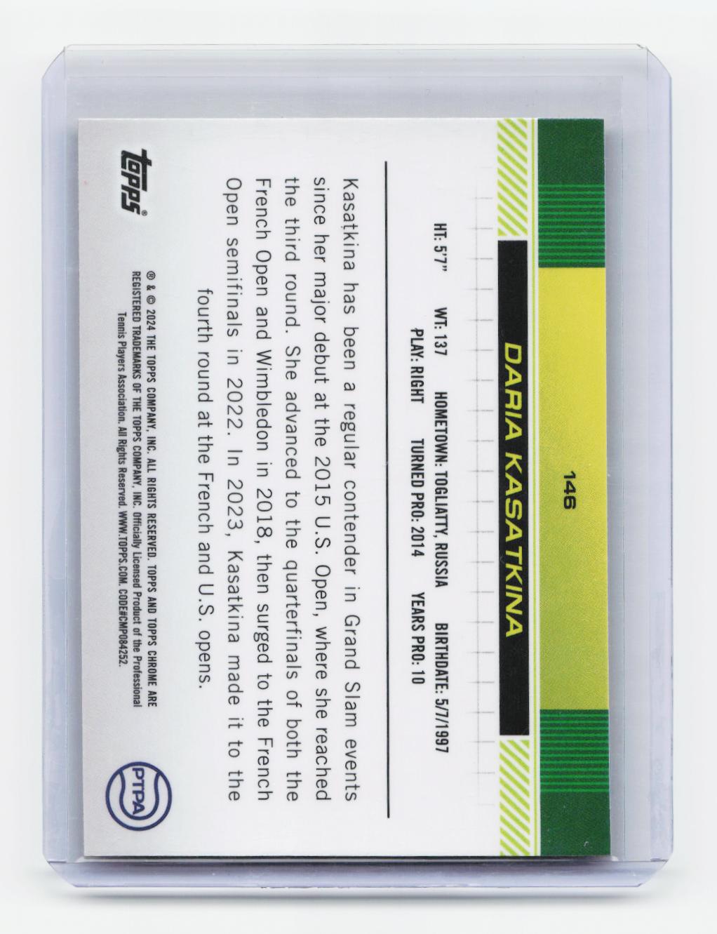 2024 Topps Chrome Sapphire Edition #146 Daria Kasatkina Gold #/50