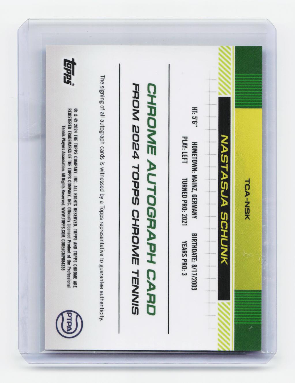 2024 Topps Chrome Sapphire Edition #TCA-NSK Nastasja Schunk Autographs