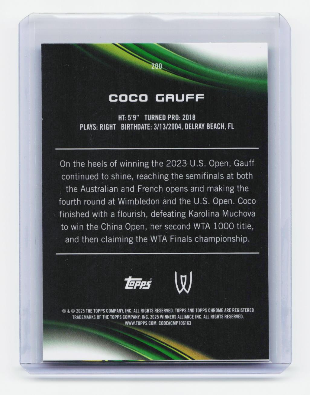 2025 Topps Chrome Sapphire Edition #200 Coco Gauff
