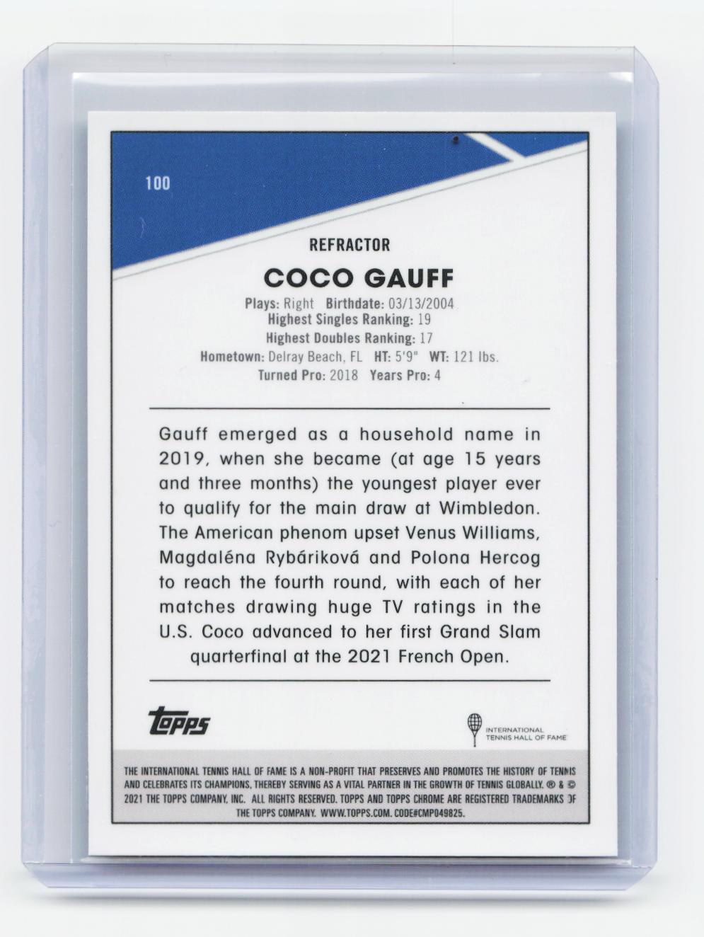 2021 Topps Chrome #100 Coco Gauff Refractor