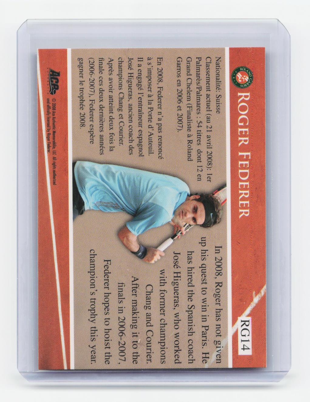 2008 Ace Authentic Match Point #RG14 Roger Federer French Open