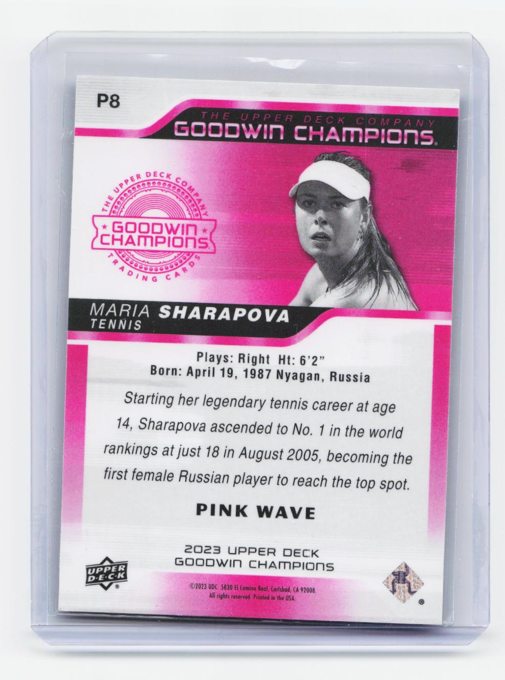 2023 Upper Deck Goodwin Champions #P8 Maria Sharapova Platinum Pink Wave
