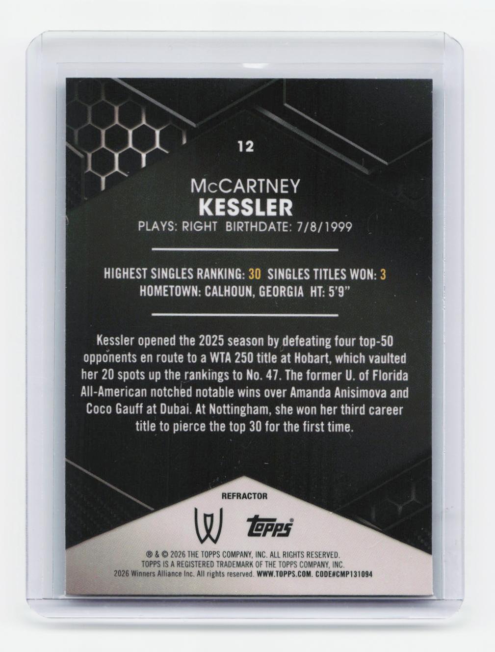 2026 Topps Graphite #12 McCartney Kessler