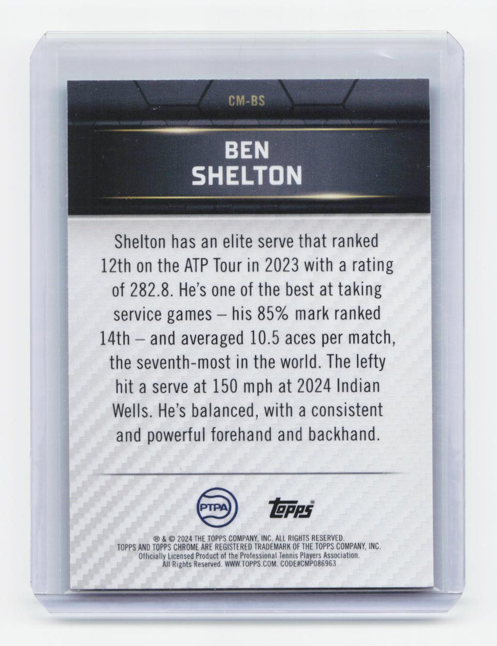 2024 Topps Graphite #CM-BS Ben Shelton Court Masters