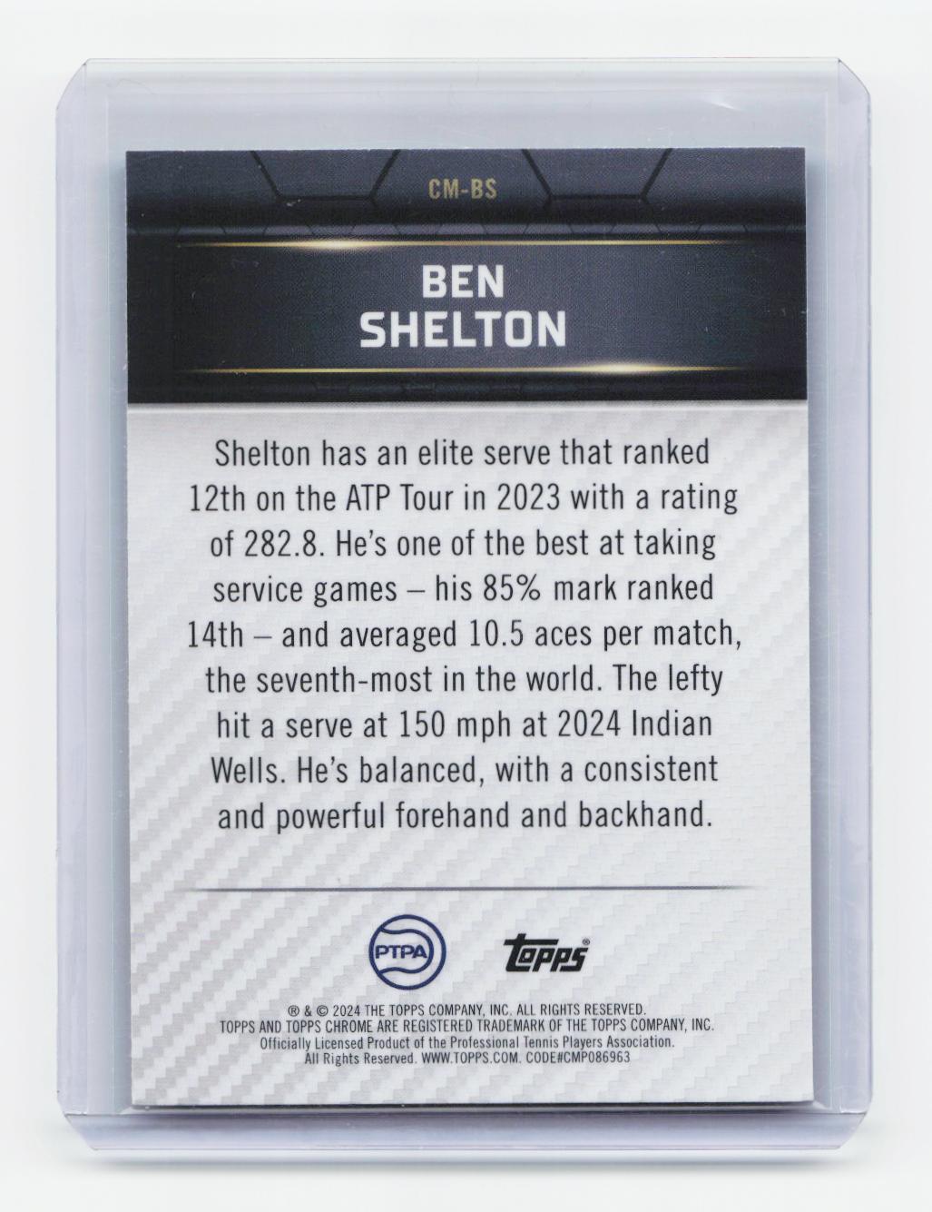 2024 Topps Graphite #CM-BS Ben Shelton Court Masters