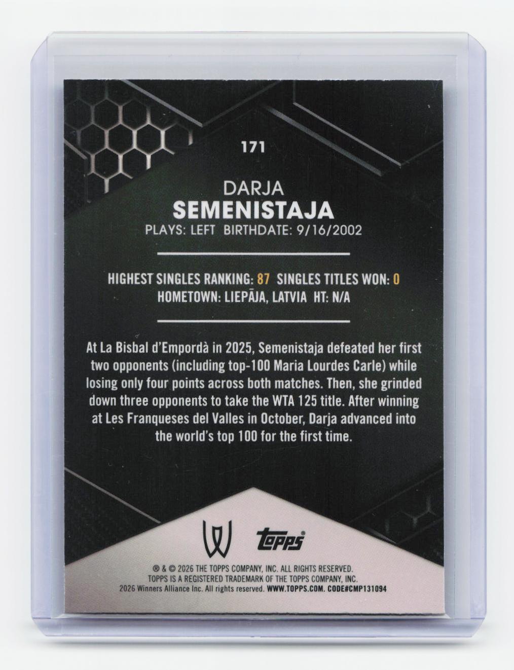 2026 Topps Graphite #171 Darja Semenistaja
