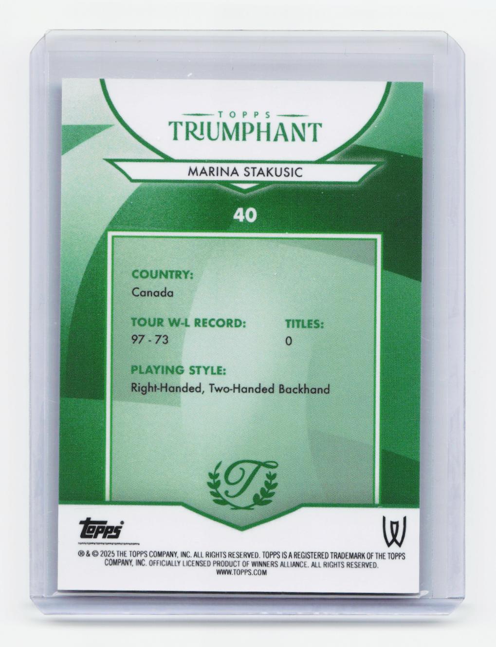 2025 Topps Triumphant #40 Marina Stakusic #/99