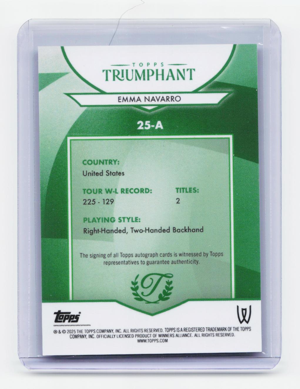 2025 Topps Triumphant #25 Emma Navarro #/99