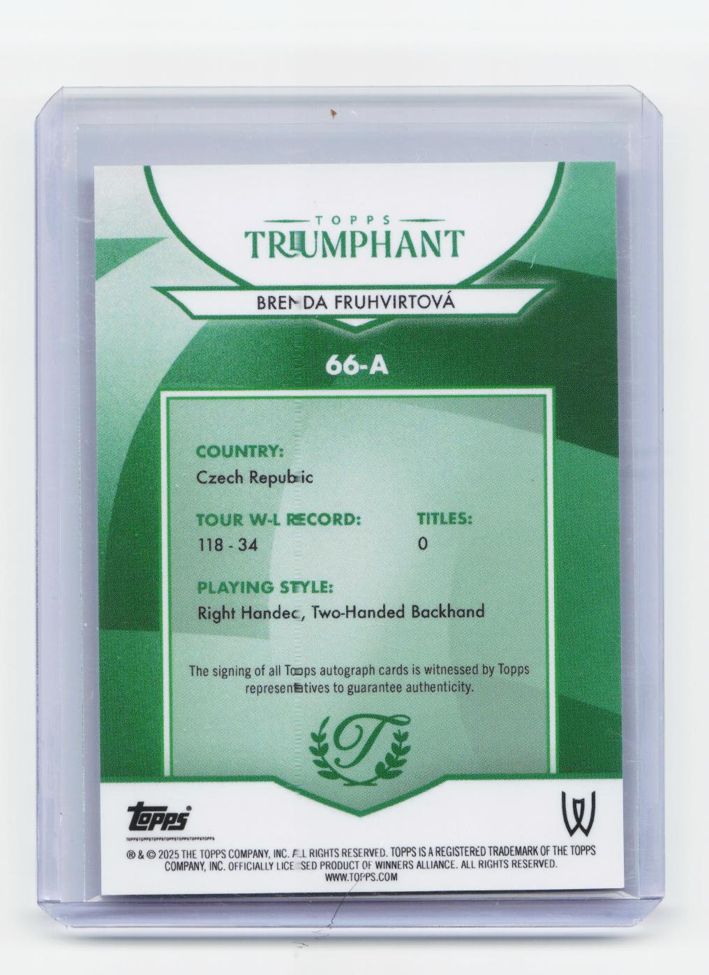 2025 Topps Triumphant #66-A Brenda Fruhvirtová Autographs #/99