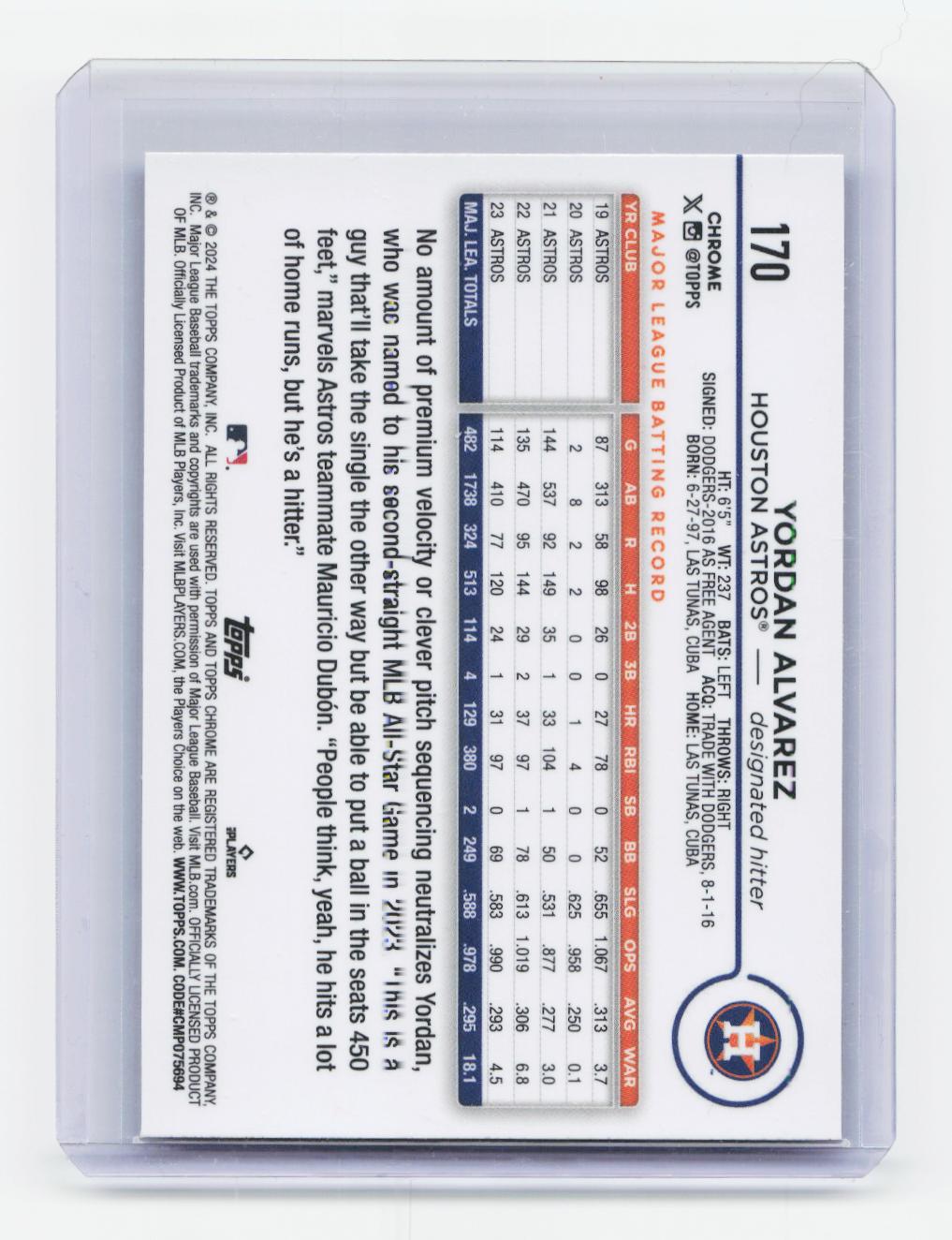 2024 Topps Chrome #170 Yordan Alvarez X-Fractors
