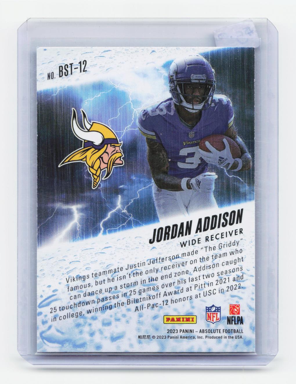 2023 Panini Absolute #BST-12 Jordan Addison By Storm