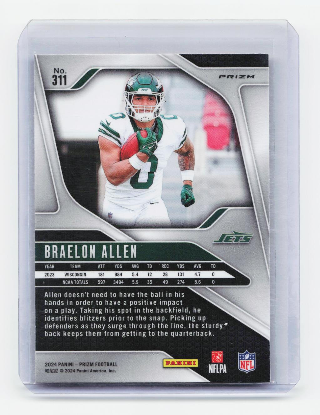 2024 Panini Prizm #311 Braelon Allen Lazer
