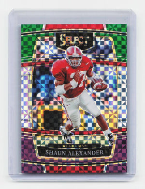 2022 Panini Select Draft Picks #74 Shaun Alexander Green and Purple Squares /100