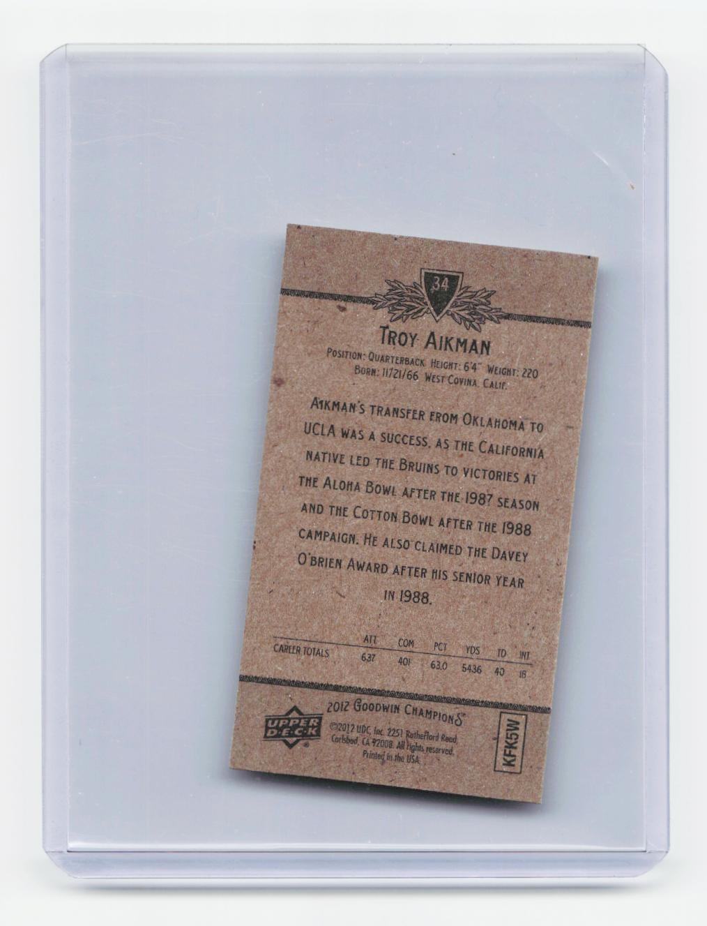 2012 Upper Deck Goodwin Champions #34 Troy Aikman Mini