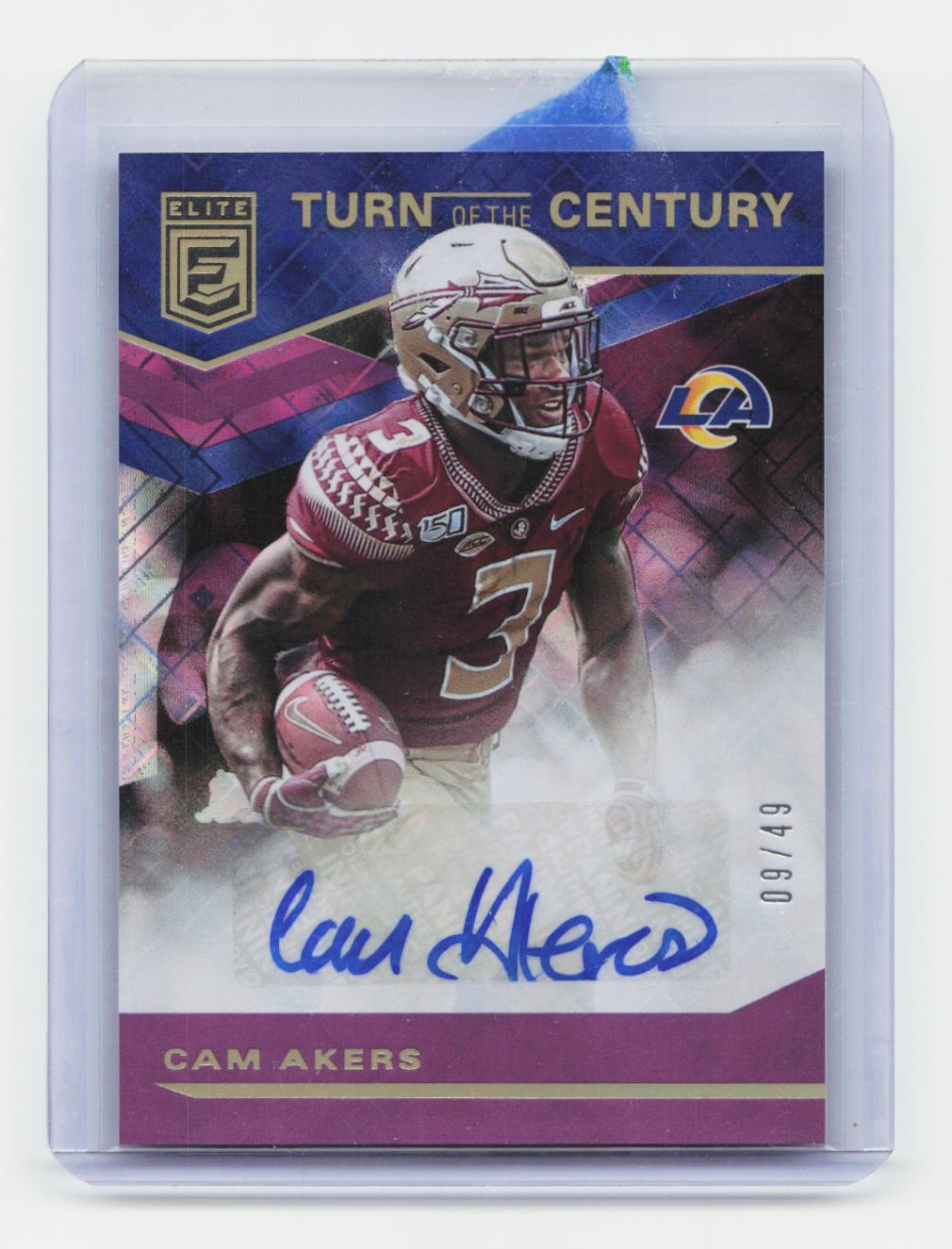 2020 Donruss Elite #TC-CA Cam Akers Turn of the Century Autographs Purple #/49