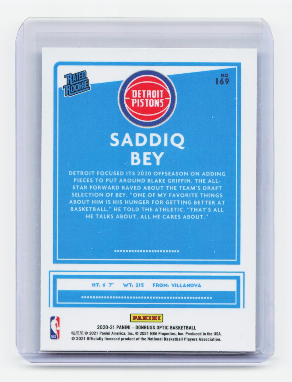 2020-21 Donruss Optic #169 Saddiq Bey