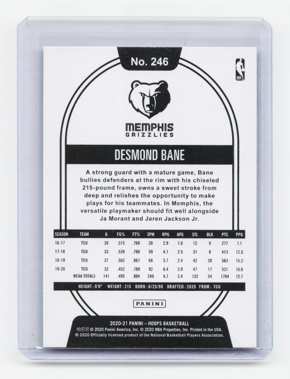 2020-21 Hoops #246 Desmond Bane