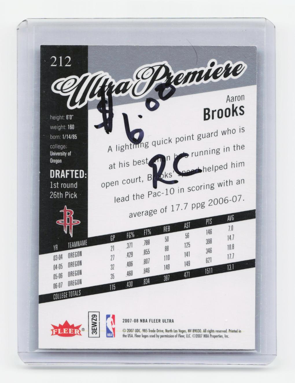 2007-08 Ultra #212 Aaron Brooks