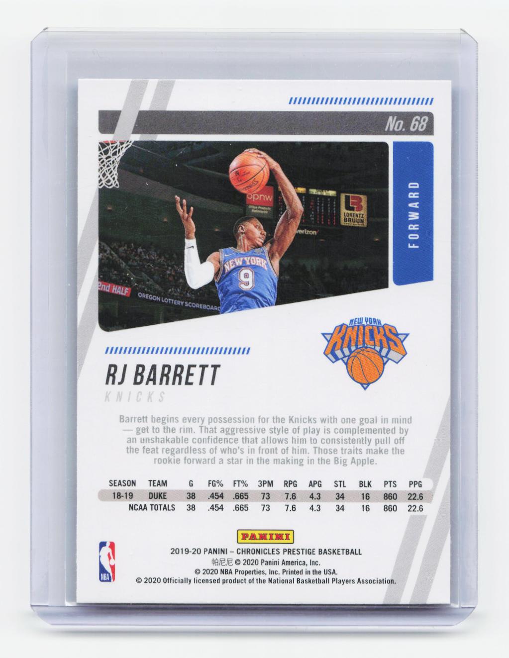 2019-20 Panini Chronicles #68 RJ Barrett