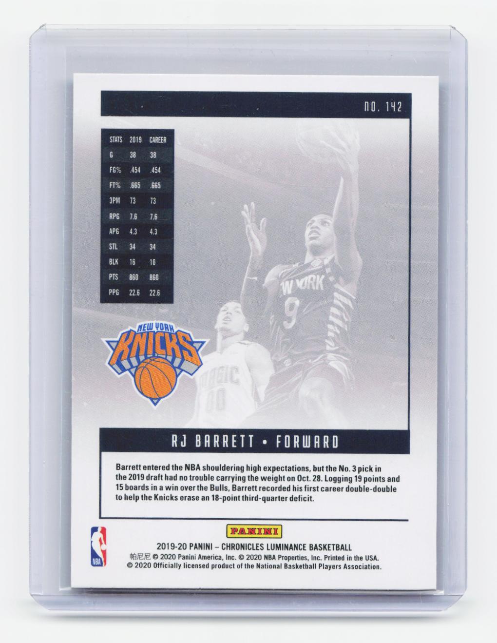 2019-20 Panini Chronicles #142 RJ Barrett