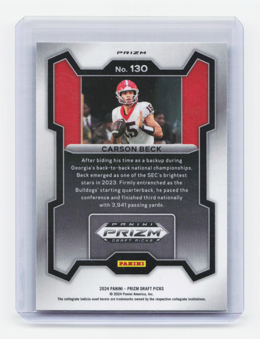 2024 Panini Prizm Draft Picks #130 Carson Beck Silver