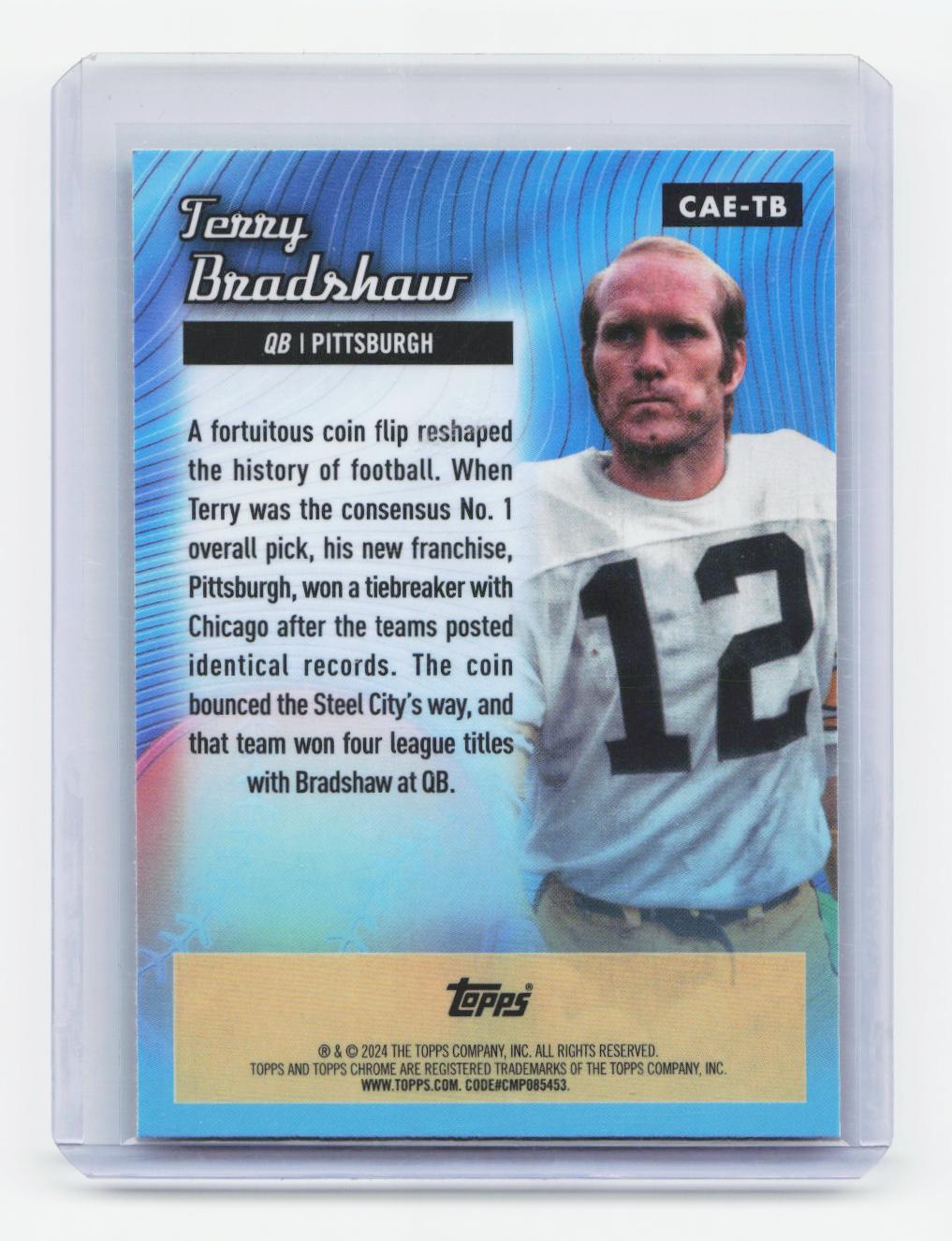 2024 Topps Chrome #CAE-TB Terry Bradshaw Chrome All-Etch Green Refractor #/99