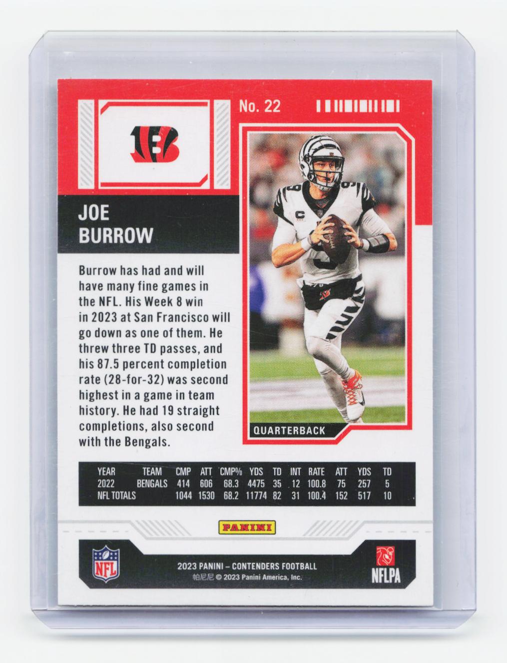 2023 Panini Contenders #22 Joe Burrow Season Ticket Retail