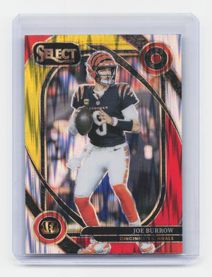 2024 Panini Select #230 Joe Burrow Red & Yellow Prizm Shock