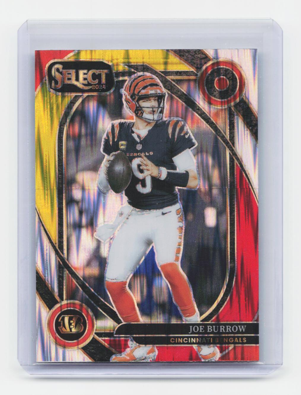 2024 Panini Select #230 Joe Burrow Red & Yellow Prizm Shock