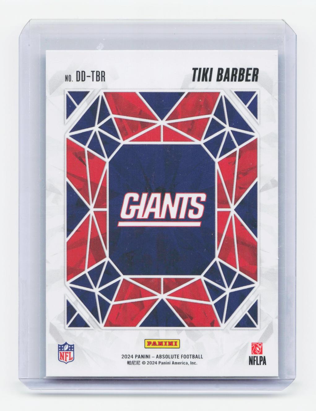 2024 Panini Absolute #DD-TBR Tiki Barber Draft Diamonds