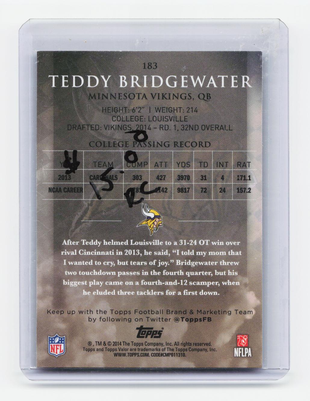 2014 Topps Valor #183 Teddy Bridgewater