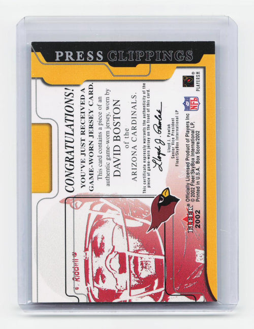 2002 Fleer Box Score #NNO David Boston Press Clippings Jerseys