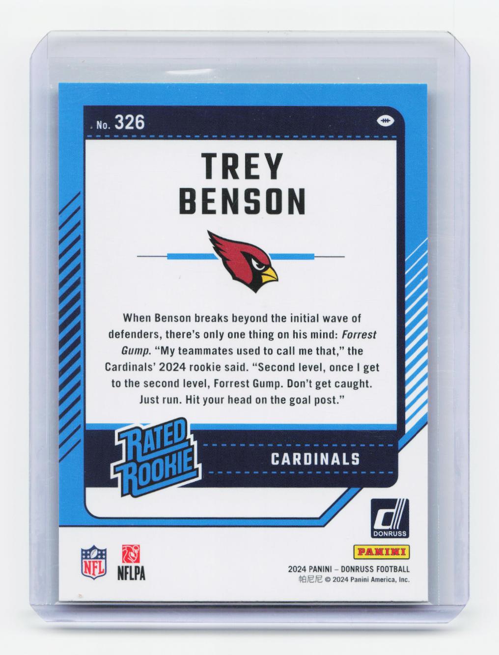 2024 Donruss #326 Trey Benson Press Proof Green