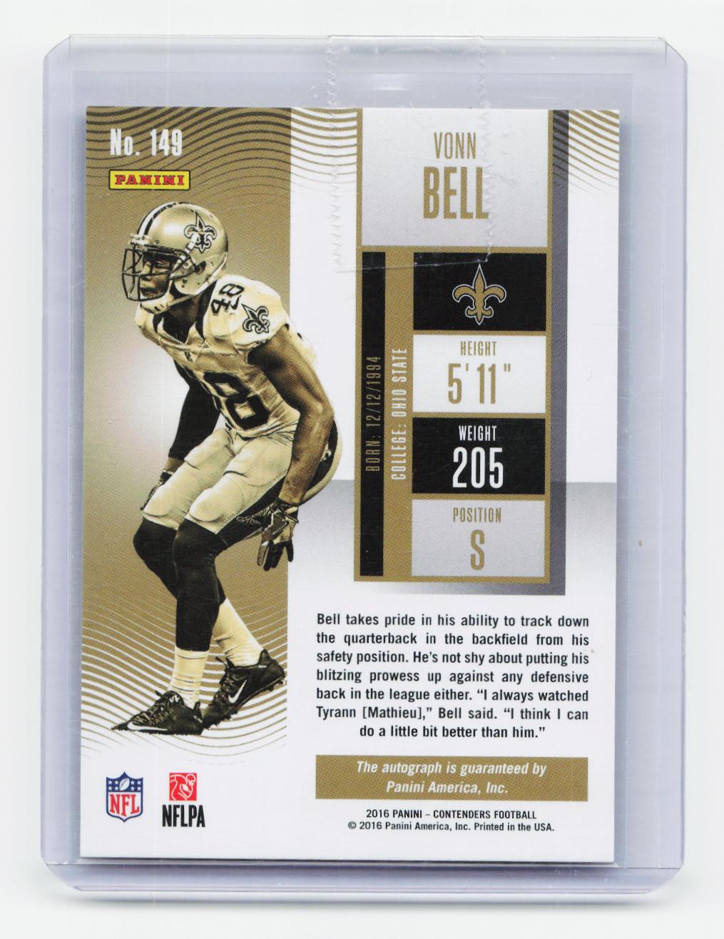 2016 Panini Contenders #149 Vonn Bell