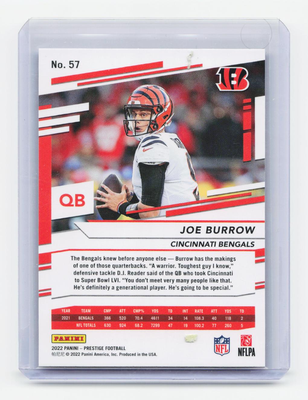 2022 Panini Prestige #57 Joe Burrow Xtra Points Astral