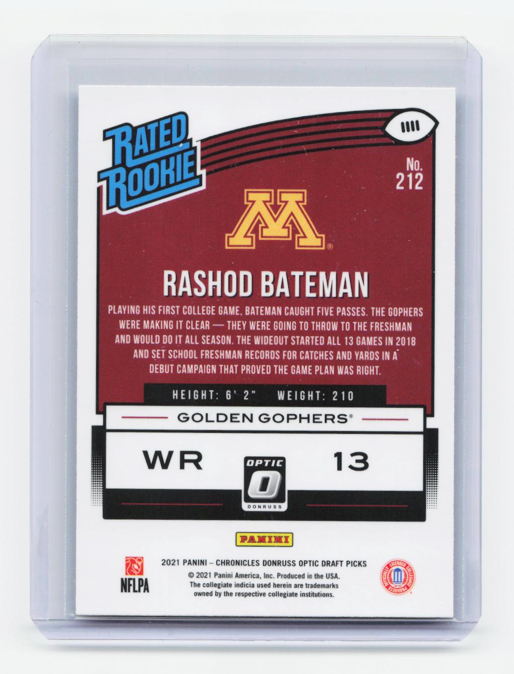 2021 Panini Chronicles Draft Picks #212 Rashod Bateman