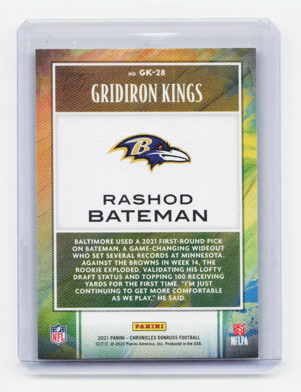 2021 Panini Chronicles #GK-28 Rashod Bateman Gridiron Kings Pink