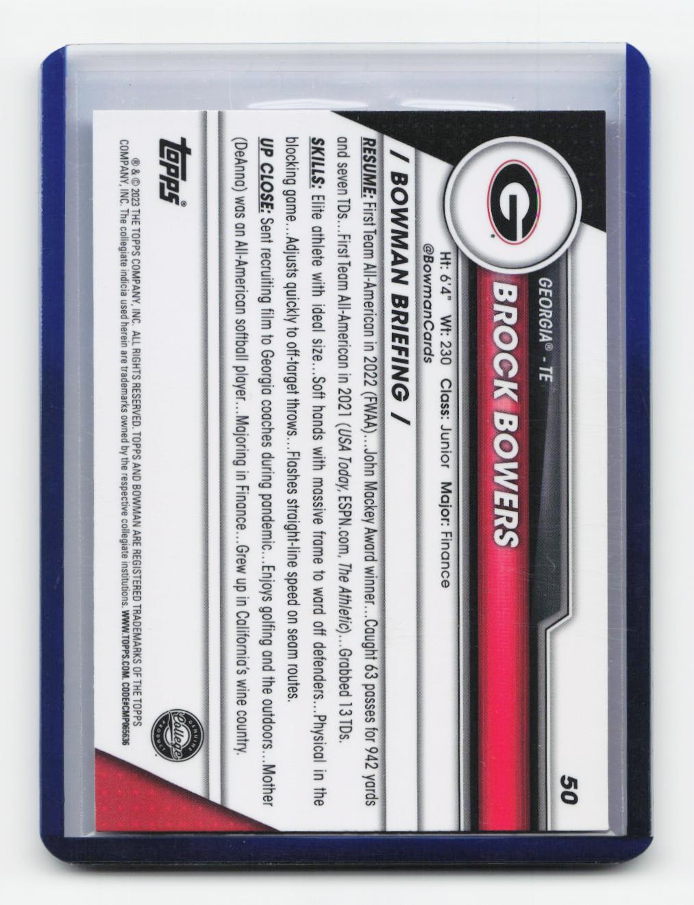 2023 Bowman University Chrome #50 Brock Bowers