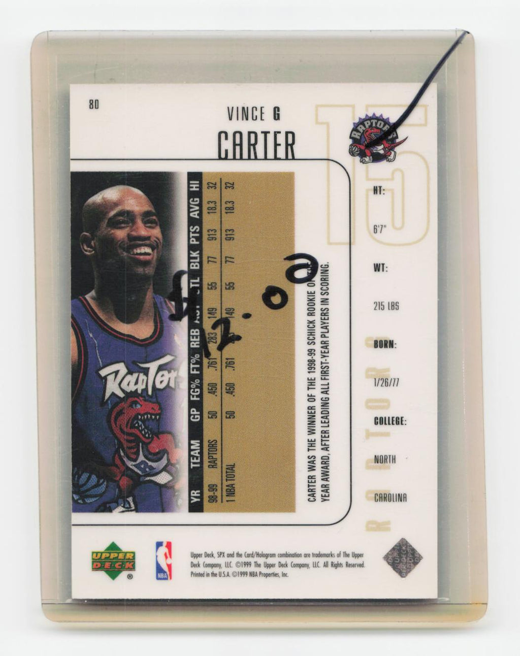 1999-00 SPx #80 Vince Carter