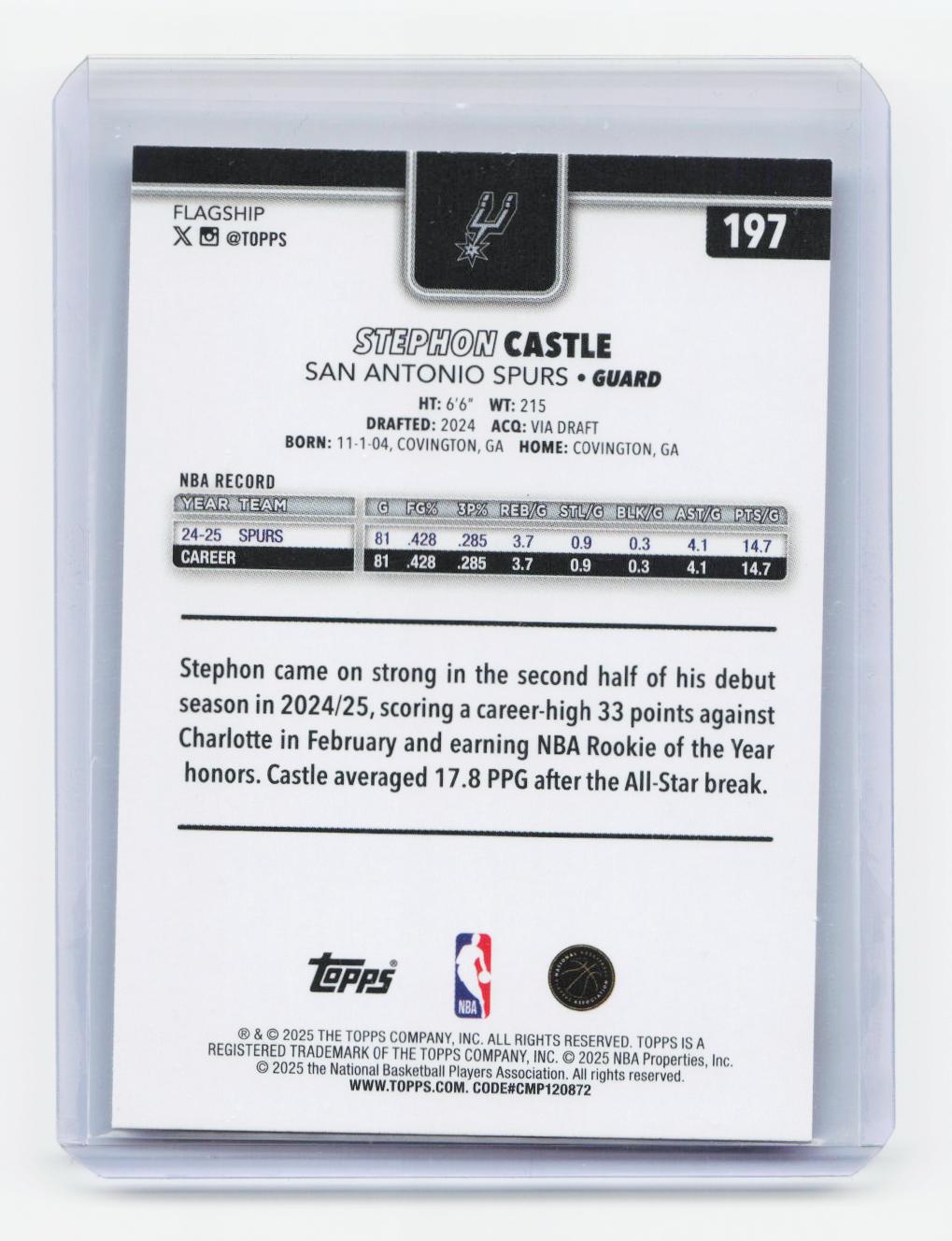 2025-26 Topps #197 Stephon Castle