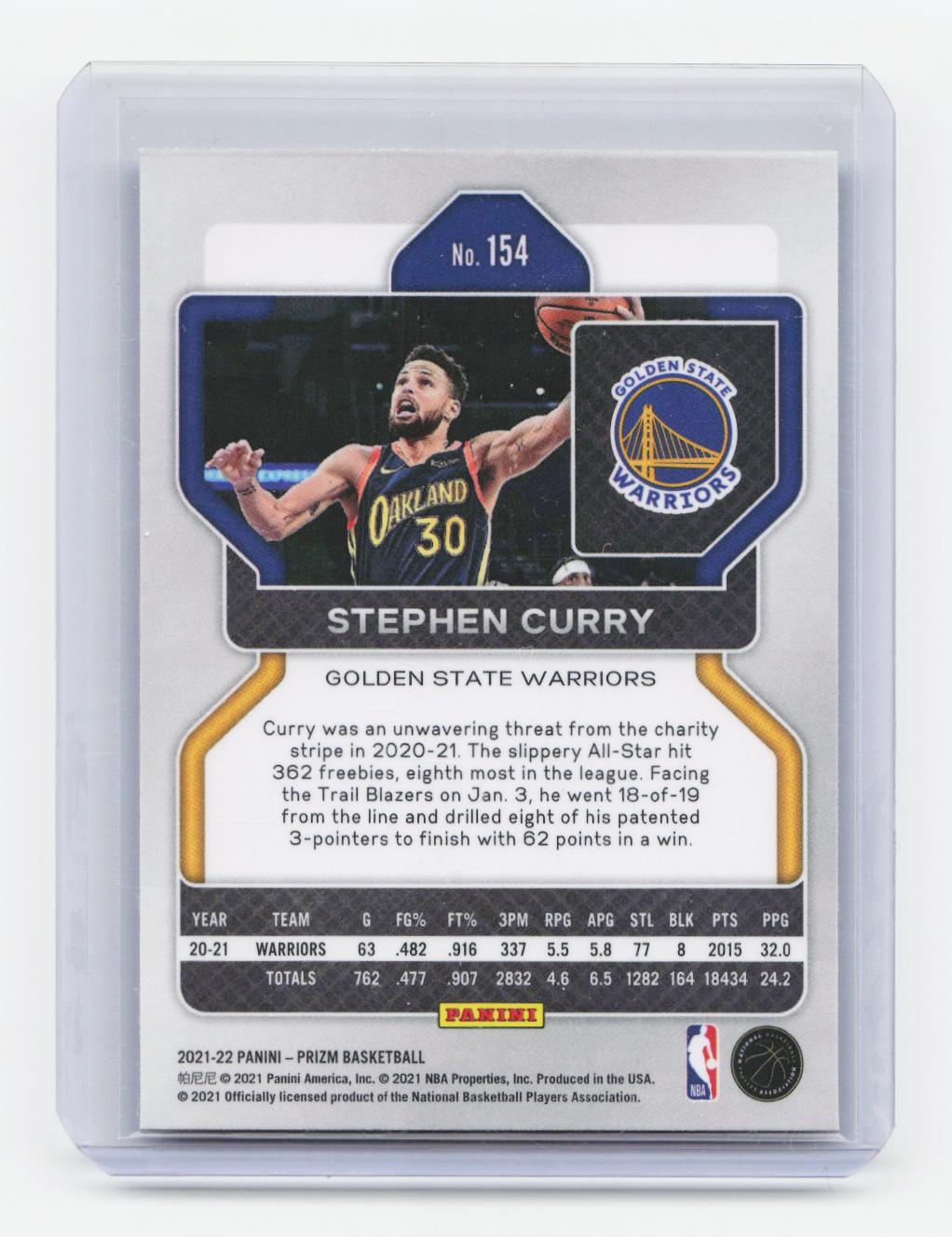 2021-22 Panini Prizm #154 Stephen Curry