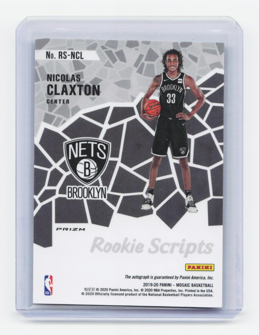 2019-20 Panini Mosaic #RS-NCL Nicolas Claxton Rookie Scripts
