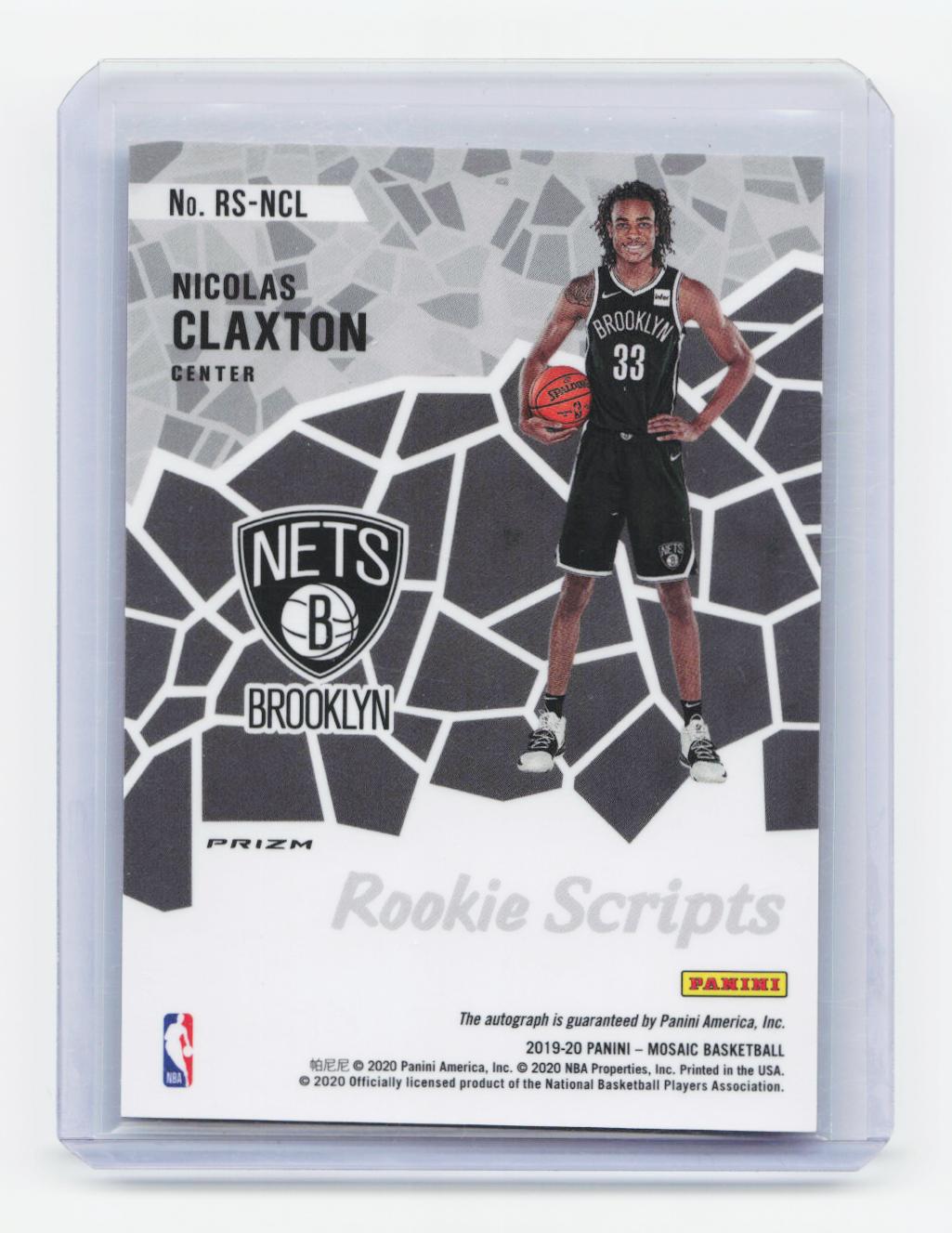 2019-20 Panini Mosaic #RS-NCL Nicolas Claxton Rookie Scripts