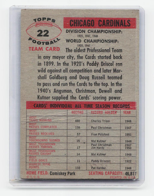 1994 Topps Archives 1956 #22 Chicago Cardinals