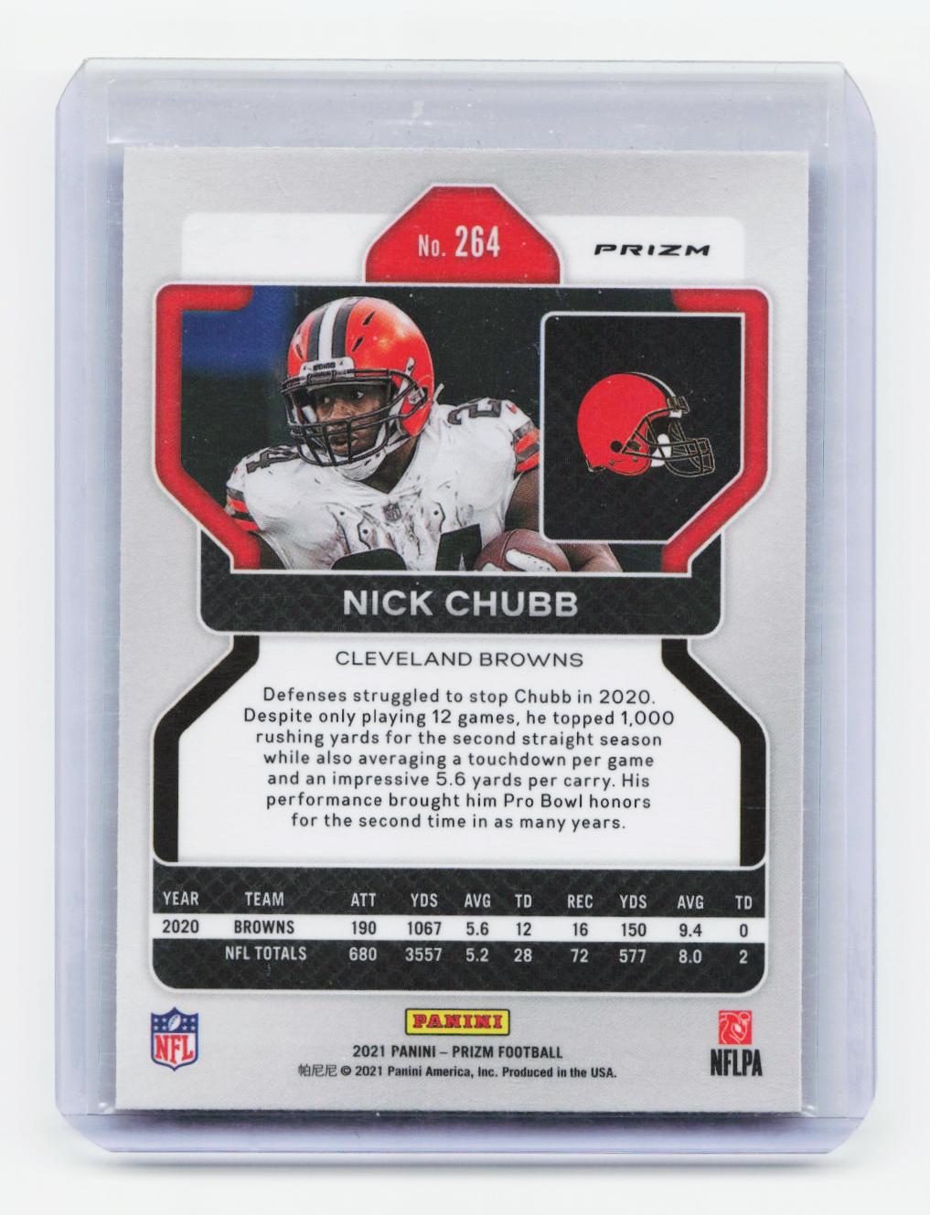 2021 Panini Prizm #264 Nick Chubb Red White and Blue
