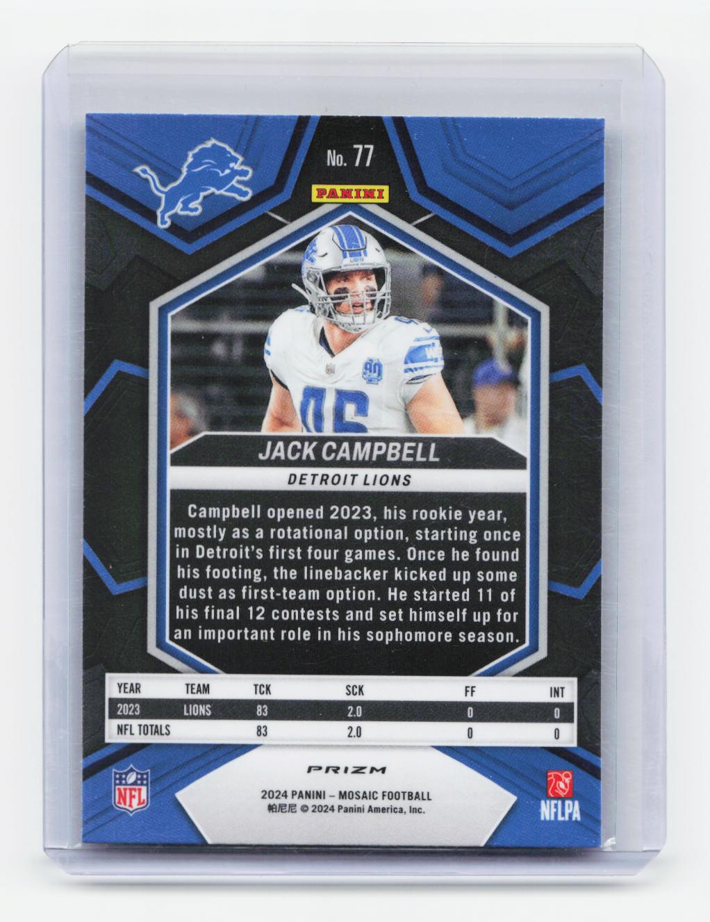 2024 Panini Mosaic #77 Jack Campbell Mosaic