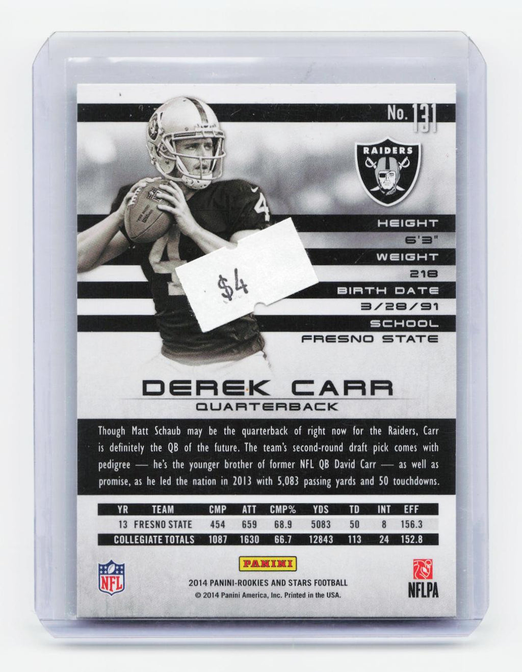 2014 Panini Rookies & Stars #131 Derek Carr